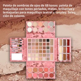 Paleta De Maquillaje De 68 Pcs Con Labial De Larga Duración                                                                                           