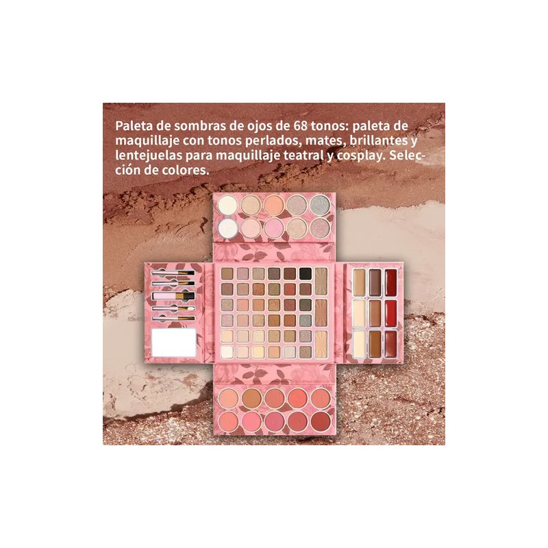 Paleta De Maquillaje De 68 Pcs Con Labial De Larga
