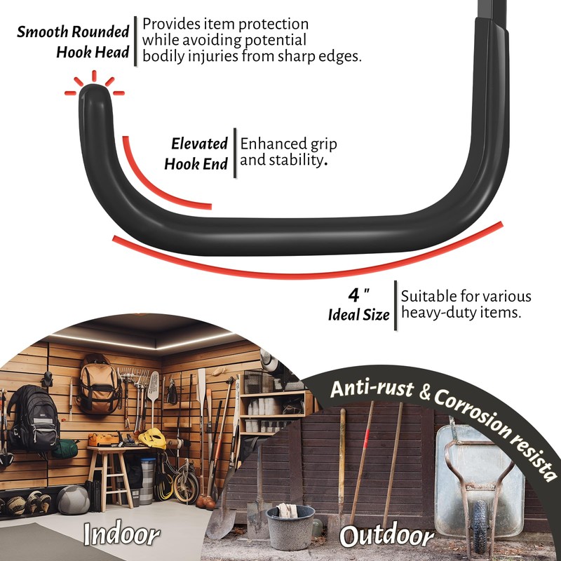 SunVFaFa Garage Hooks 4 Inch, 6 Pack Heavy Duty Wall