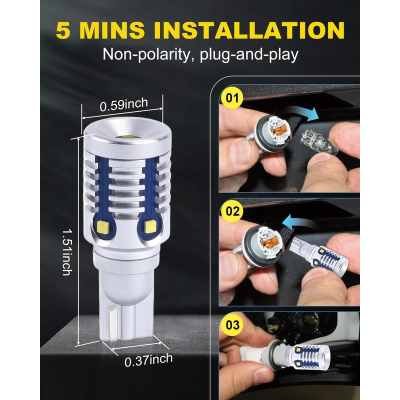 921 LED Bulb White Reverse Lights, CAN-Bus Error Free T15
