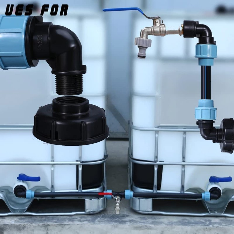 2 Pcs IBC Tank Thread Connectors s60x6 Adapter to Mdpe