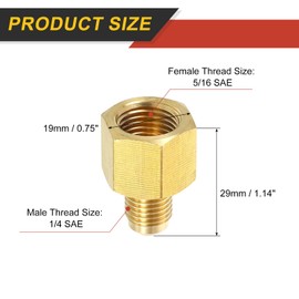 sourcing map Brass Pipe Fitting, 1/4 SAE Male x 5/16 SAE Female Pipe Adapter Flare Tube Fitting for Air Gas Line Refrigeration HVAC