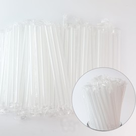 Jumbo Smoothie Straws, Happybase 100 Pack 7.48 inch Disposable Boba Straws for Smoothies, Milkshakes & iced Coffee, Individually Wrapped Plastic Straws (0.51" Diameter,Clear)