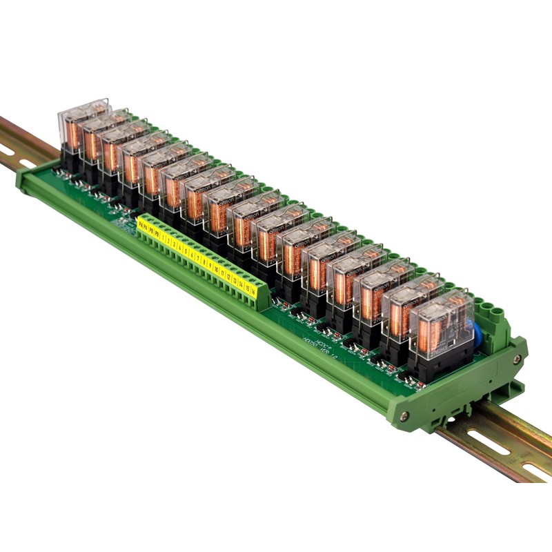 AC/DC 12V Coil 16-SPDT Pluggable Power Relay Module, 16A 250VAC/30VDC