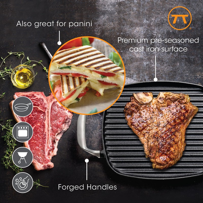 Outset Cast Iron Grill Pan With Ridges 8.5” x 14.25”