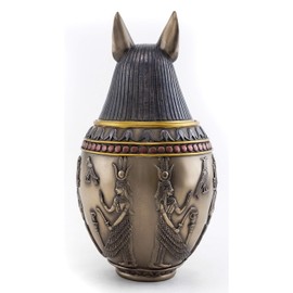 Top Collection Ancient Egyptian Replica Canopic Jar - Decorative Anubis Canopic Jar in Premium Cold-Cast Bronze with Color Accents - 10-Inch Collectible Ancient Egyptian Figurine