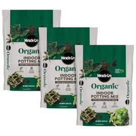 Miracle-Gro Organic Indoor Potting Mix, Protects Against Over and Under Watering, for Indoor Container Plants, Houseplants and Starter Plants, OMRI Listed, 8 qt., 3-Pack