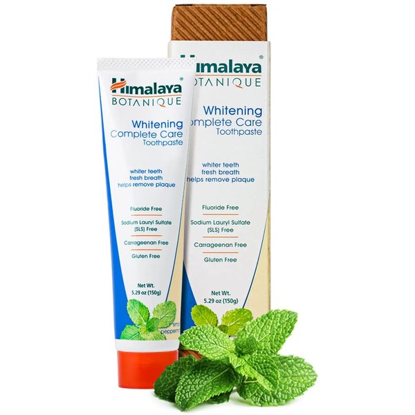 Himalaya Botanique Complete Care Whitening Toothpaste, Simply Peppermint, for a Clean Mouth, Whiter Teeth and Fresh Breath, 5.29 oz