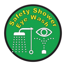 Safety Shower Floor Decals Eye Wash Green Anti-Slip Round Shape A Lifestyle Industrial Medical Signs Stickers 24Inches Longer Side