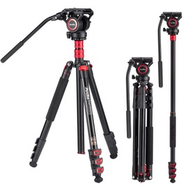 Avella A154P Video Tripod, Video Camera Tripod Monopod Aluminium Alloy 78.3 inch for Canon Nikon Sony Olympus Panasonic DSLR Camera