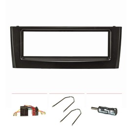 tomzz Audio 2414-029 Radio Fascia Set Compatible with Fiat Grande Punto Type 199 2005-2009 Black with Radio Adapter ISO Antenna Adapter ISO DIN Release Lever
