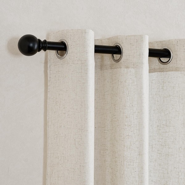 KGORGE Short Linen Curtains Eyelets 135 cm x 140 cm