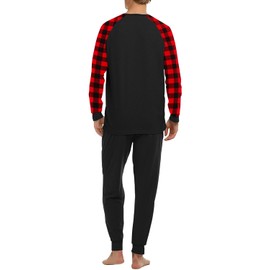 poief Christmas Casual Outfit Set for Men Sweatsuit Lounge Tracksuits with Pockets Black XXL