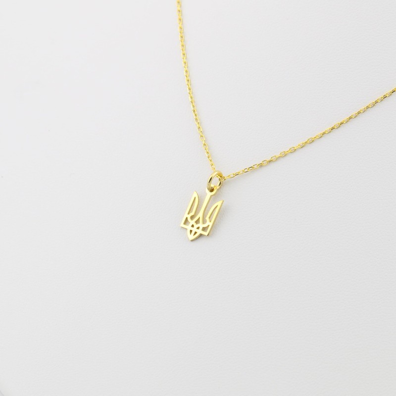 Sterling Silver Ukrainian Tiny 1 cm Trident/Trizub Necklace Pendant with