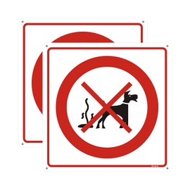 Andchi Pack of 2 prohibition signs for dog poop, sign "Bitte Tierkot aufheben", sturdy, weatherproof aluminium metal sign, 30 x 30 cm