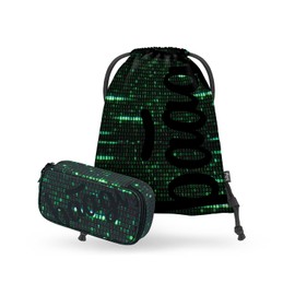 Baagl Pencil Case and Gym Bag Set of 2 for Boys and Girls, School Pencil Case & Sports Bag, Pencil Case, Gym Bag, Case for Children and Teenagers, Numbers, 2-piece set in cool school style