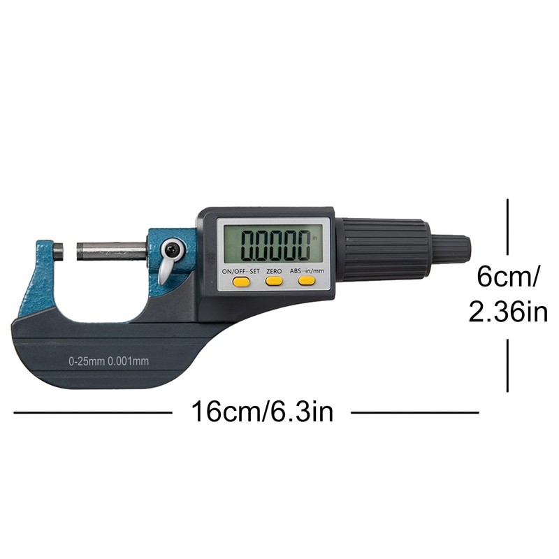 Beslands Digital Micrometer 0-1" / 0-25mm Electronic Display Gauge Resolution