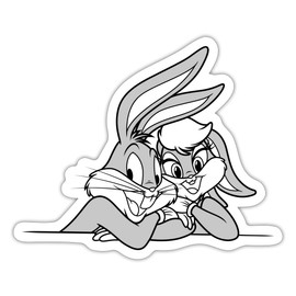 Spreadshirt Looney Tunes Bugs Bunny and Lola Sticker, 10 x 10 cm, White Matte