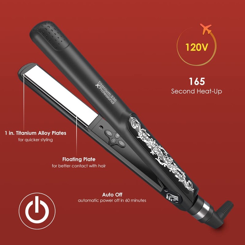 JINRI Professional Salon Flat Iron with 1 Inch Plate Ceramic