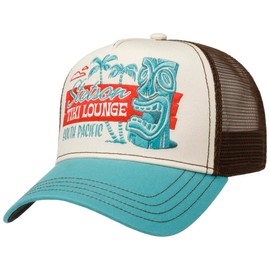Stetson Tiki Lounge Trucker Cap Small - Multicoloured Cap - Casual Fabric Cap - Mesh Cap with Cotton Front Panel - Unisex - Spring to Winter Brown One Size, multicoloured