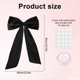 Giant Bow, Large Satin Bow Backdrop Wall Ornament Funny Party Decoration Supplies Practical Accessory for Engagement Wedding Baby Shower Decor (Black)