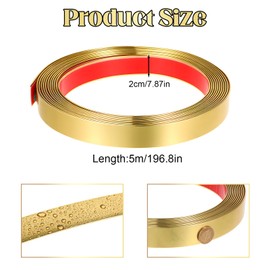 Gold Trim Peel and Stick, 0.8''W x 197''L Flexible Molding Trim Mirror Frame Border Self Adhesive Wall Accent Strip Tape for Mirror, Floor, Cabinet, Ceiling, Tile Edge, Furniture and Home Decoration