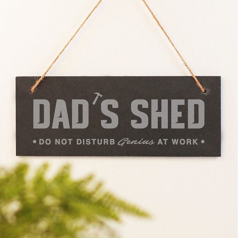 eBuyGB Dad's Shed Sign, Hanging Rectangle Slate Door Sign, 25x10cm