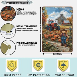 GJXFTPTTBD Pumpkin Metal Tin Sign Pumpkin Tractor Fall Thanksgiving Decor Vintage Sign For Family Bar Farm Thanksgiving Decorations 12 * 8in