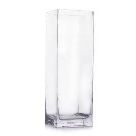 Enova Floral Clear Square Glass Vase, 8x3x3 inch, Decorative Candle Holders, Flower Bouquets Vase for Dining Table Decoration, Home Office Decor (1 Piece)