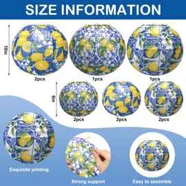MotiMind 10 Pcs Amalfi Coast Paper Lantern Kit Capri Positano Lemon Party Lemon Supplies Summer Mediterranean Decorations Lemon Pattern for Wedding Baby Shower Birthday Party Decorations Home Decor