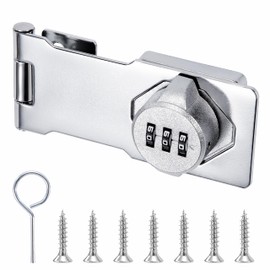 Hasp Security Hasp Lock Combination Lock 3 Digit 4.5 Inch Cabinet Lock Password Door Bolt for Gate Barn Door Garage Garden Silver
