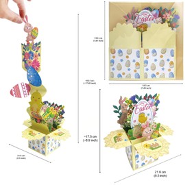 YEZIDE 3D Pop Up Easter Greeting Card Happy Easter Chick Bunny Easter Egg Card with Note Card and Envelope Easter Greeting for Kids Family Friends