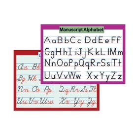 Cursive & Manuscript Alphabet Writing Chart Educational Posters Set 2 Pack, Great for Early Learning Charts for Preschool, Daycares & Home School Teachers
