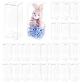 BENECREAT 30 Pcs PVC Transparent Plastic Case, Rectangular, 2.4 x 2.4 x 5.5 inches (6 x 6 x 14 cm), Includes Protective File, Folding Box, Gift Box, Display Box, Gift Box, Valentine's Day Wrapping