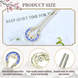 Lawie 10 Pack Cute Flower Butterfly U Shaped Gold Metal Hair Fork Pins Curved Chopsticks for Hair Sticks with Dangles French Hair Pins Bun Holder Decorative Hair Accessories for Women Girls (Red)