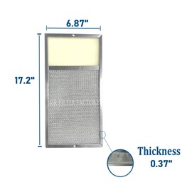 Air Filter Factory 6-7/8 x 17-1/8 x 3/8 Inches Range Hood Aluminum Lens Grease Filters 2-Pack