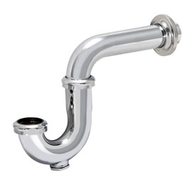 Eastman 1-1/2 Inch 17-Gauge Steel P-Trap with Flange and Cleanout, Brass Plumbing Fitting, Chrome Finish, 35022