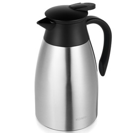 WYHVAND 51 Oz Coffee Carafe Insulated, Stainless Steel Coffee Carafes for Keeping Hot, Dustproof Thermal Carafes for Home Party/Work (Silver,1.5L)