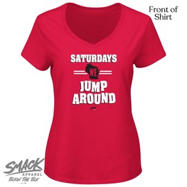 Saturdays Ladies T-Shirt for Wisconsin College Fans (SM-5XL) (Red Ladies V-Neck, 3X-Large)