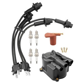 Forklift Tune Up kit Distributor Cap Ignition Rotor Spark Plugs Ignition Wire Set Fits for Toyota Forklift 5FG 6FG 7FG Series with 4Y Engine