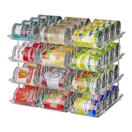 GLAMFORT Stackable Can Organizer for Pantry, 3-Tier Storage Rack, 36 Can Capacity, Clear (Clear 3 * 4 Tire)