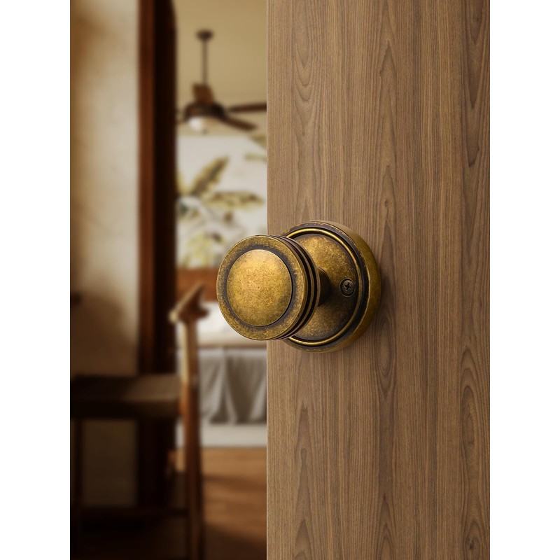 SORWDUERM 2 Pack Antique Brass Bronze Door Knobs Passage Door