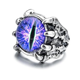 LAOYEFACAI Cat Eyes Wolf Claws Ring in Punk Style for Men and Women 925 Sterling Silver Open Ring Cat Eye Ring Adjustable Devil Eye Ring The Best Choice for Your Friend, Silver