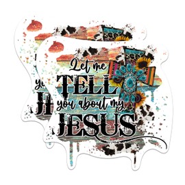 (2 Packs) Let Me Tell You About My Jesus Magnets - Positive Inspirational Christian Magnets - 5 Inch On Longest Side - Premium Magnet - for Fridges, Toolboxes, Cars - Made in USA - MAG2299