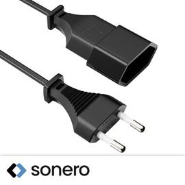 sonero Stromkabel Netzkabel Verlängerungskabel, 5,0m, Eurostecker Flachstecker Typ C Netzstecker auf Euro Buchse, Strom Verlängerung Netzkabel für TV, Spielekonsole, Haushaltsgeräte, Schwarz