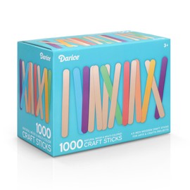 Darice Popsicle Sticks for Crafts, 4.5" 1000 Pcs Combo - 500 Pcs Colored Wooden Rainbow Craft Sticks - 500 Pcs Natural Color Waxing Sticks - Classroom Supplies, STEM DIY Art, Ages 3+