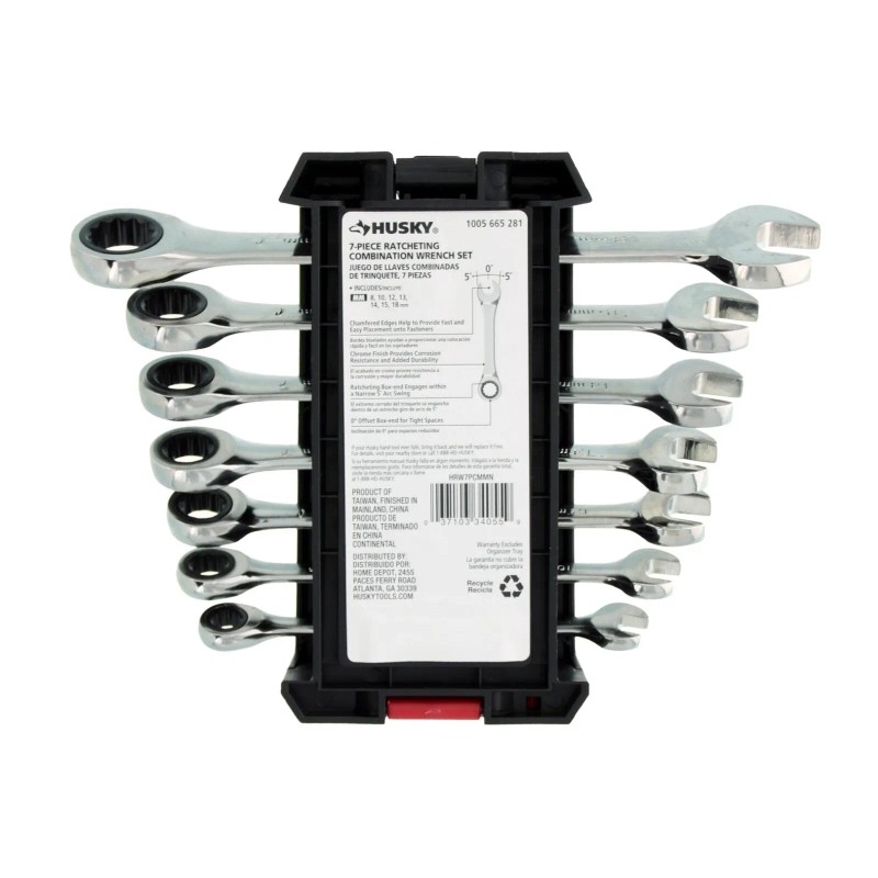 Husky Ratcheting Combination Wrenches MM HRW7PCMMN Fixed Ratcheting 7-Piece Set