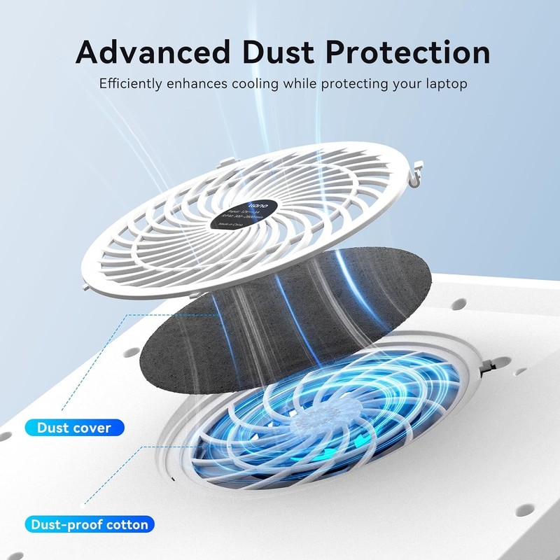 llano V13 Laptop Cooling Pad with 5.5" Turbofan – High-Speed