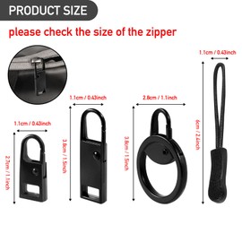 16 PCS Zipper Pull Tab Replacement Metal Handle Fixer，Zipper Tag Cord Pull Extension for Backpack Jacket Handbag