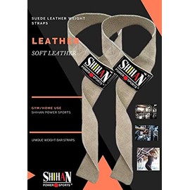 New Improved SHIHAN Top Gym Sure Grip 'SUEDE-LEATHER' Original -Weight Lifting Straps Pro Weight